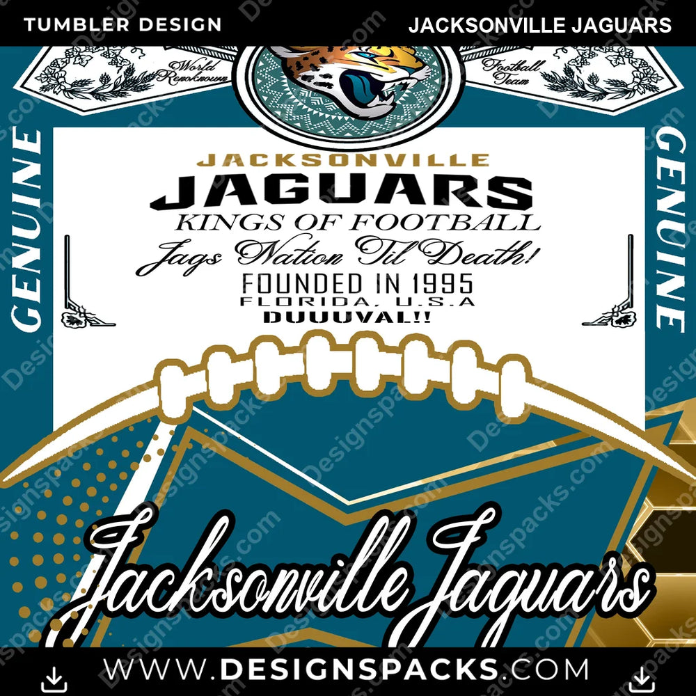 Football Bud Jacksonville Jaguars NFL Football Tumbler Digital Wrap Design Download