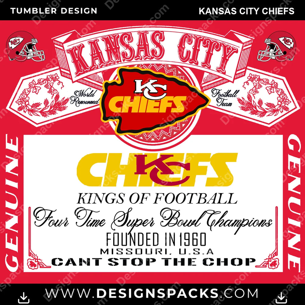 Football Bud Kansas City Chiefs NFL Football Tumbler Digital Wrap Design Download