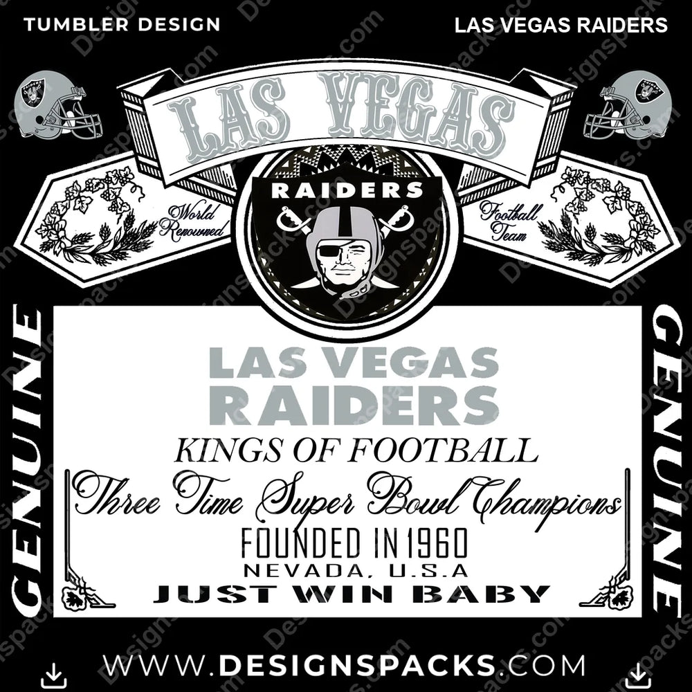 Football Bud Las Vegas Raiders NFL Football Tumbler Digital Wrap Design Download