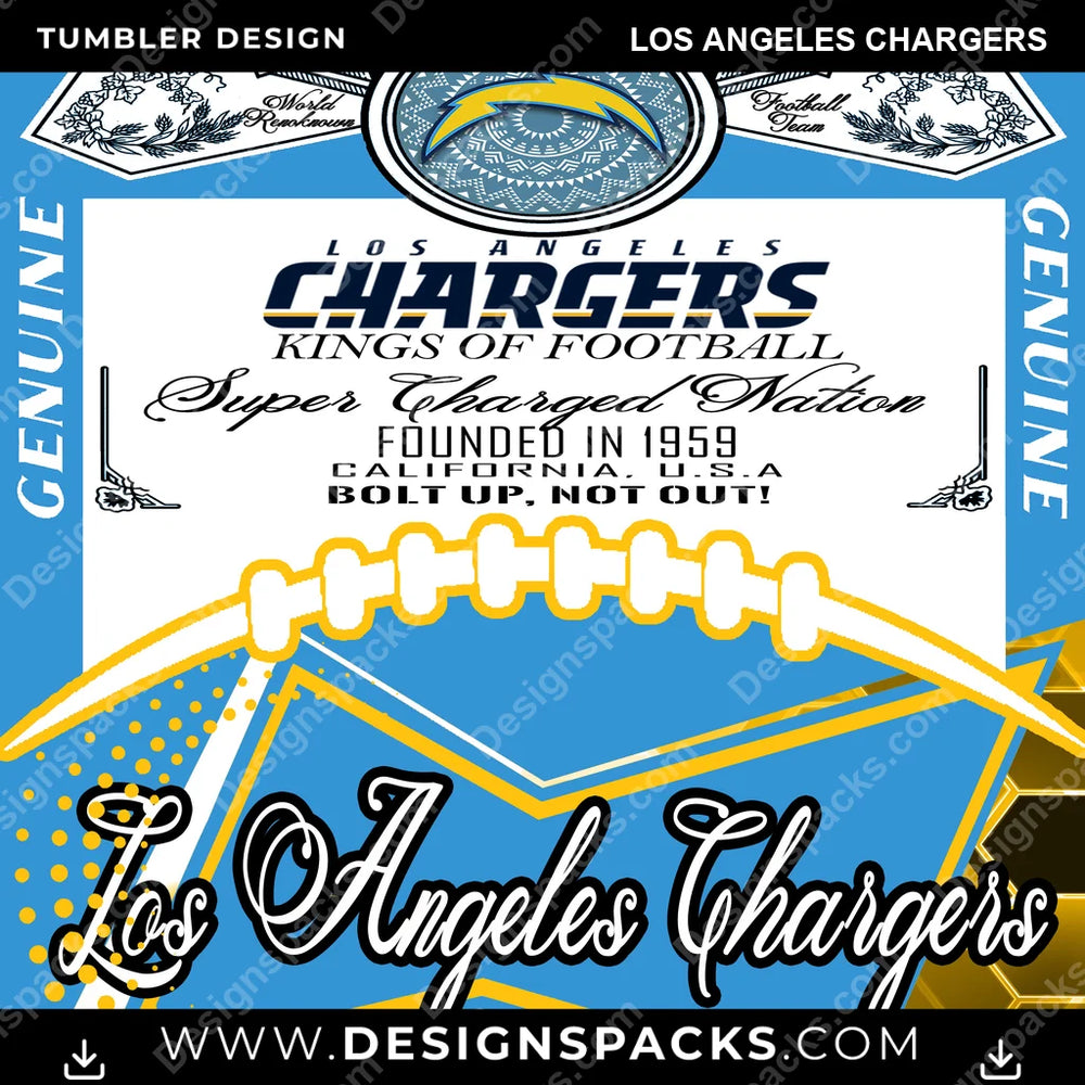 Football Bud Los Angeles Chargers NFL Football Tumbler Digital Wrap Design Download