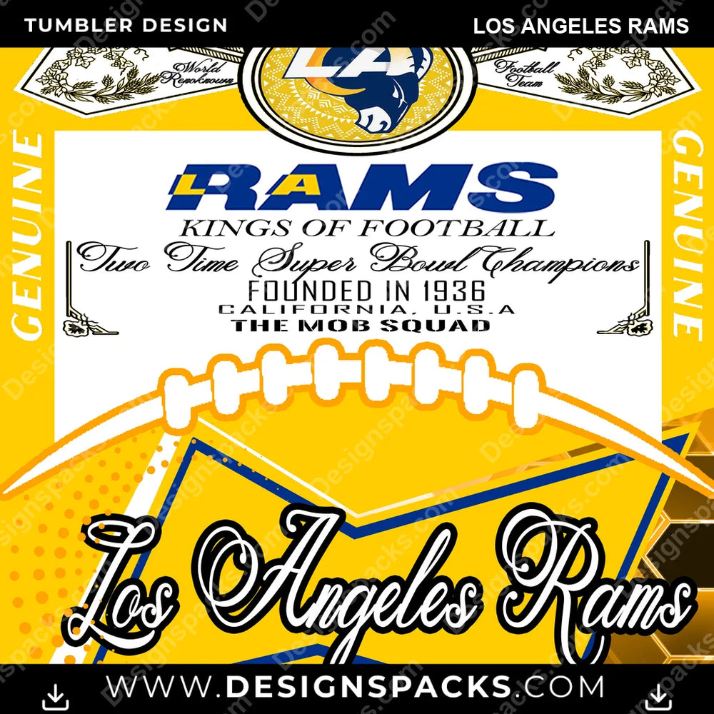 Football Bud Los Angeles Rams NFL Football Tumbler Digital Wrap Design Download