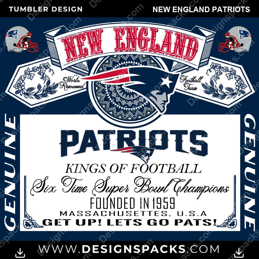 Football Bud New England Patriots NFL Football Tumbler Digital Wrap Design Download