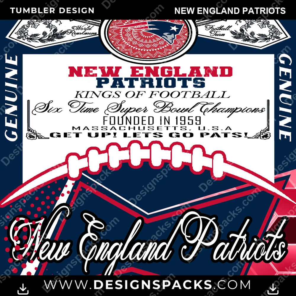 Football Bud New England Patriots NFL Football Tumbler Digital Wrap Design Download