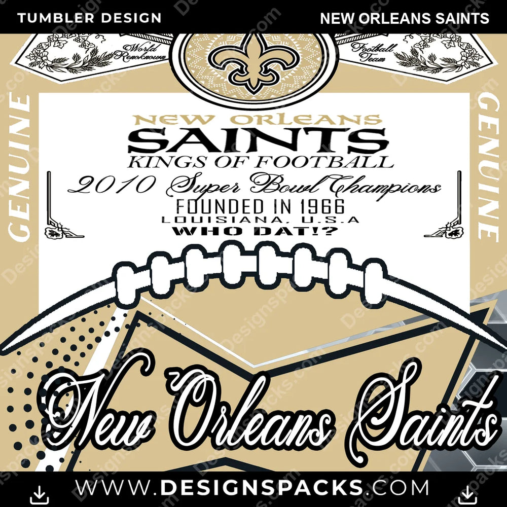 Football Bud New Orleans Saints NFL Football Tumbler Digital Wrap Design Download