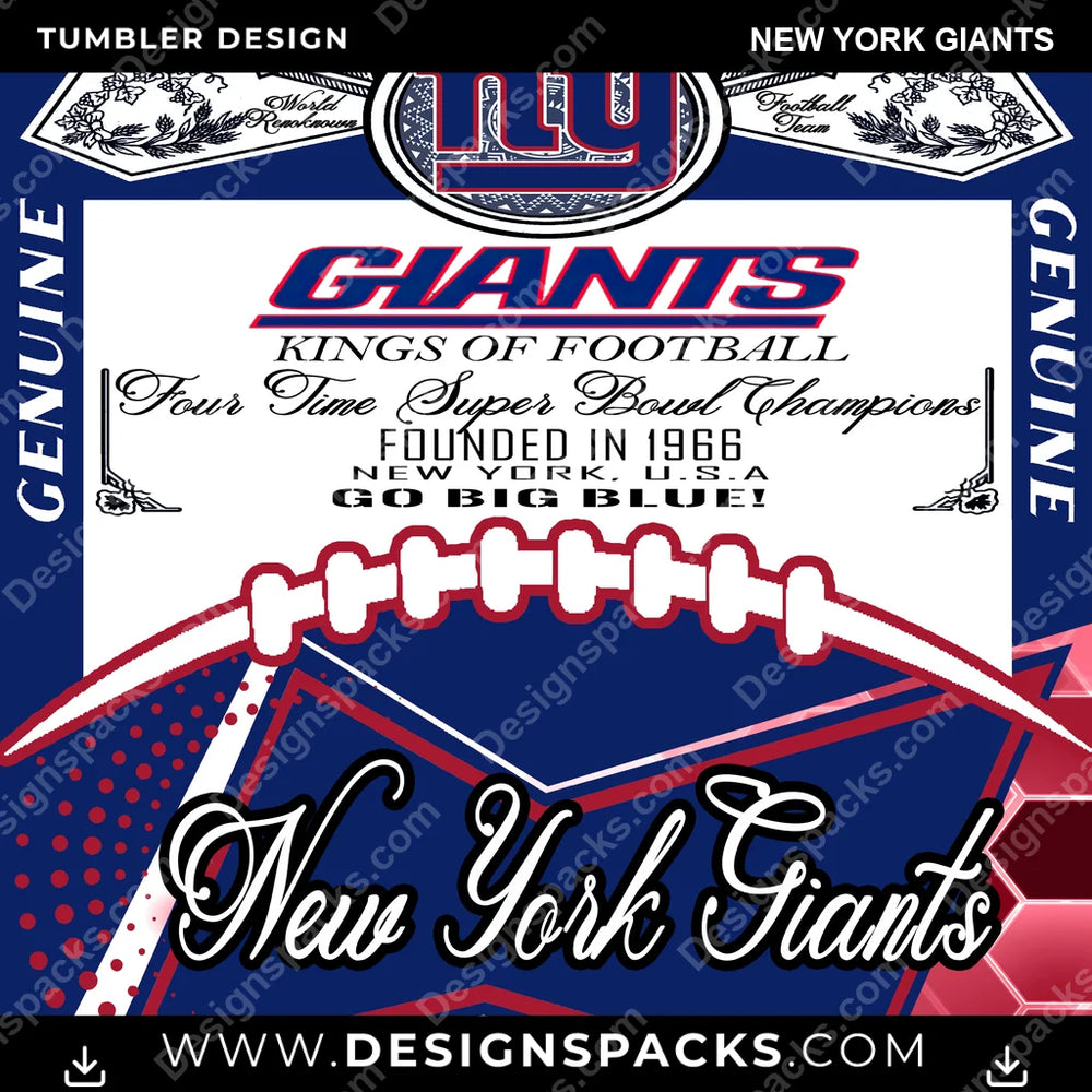 Football Bud New York Giants NFL Football Tumbler Digital Wrap Design Download