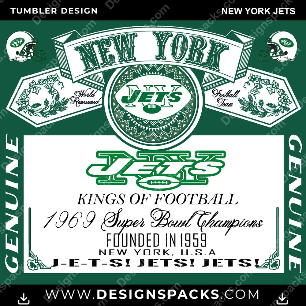 Football Bud New York Jets NFL Football Tumbler Digital Wrap Design Download