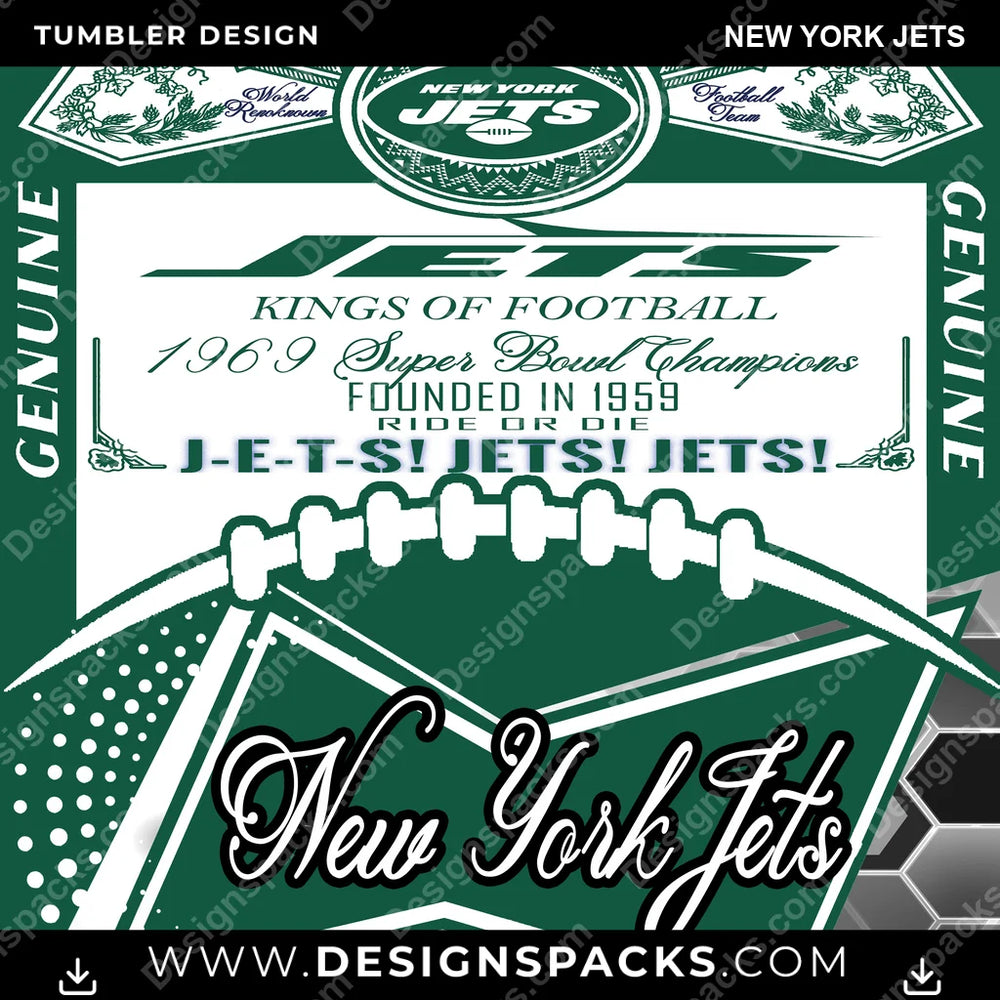 Football Bud New York Jets NFL Football Tumbler Digital Wrap Design Download