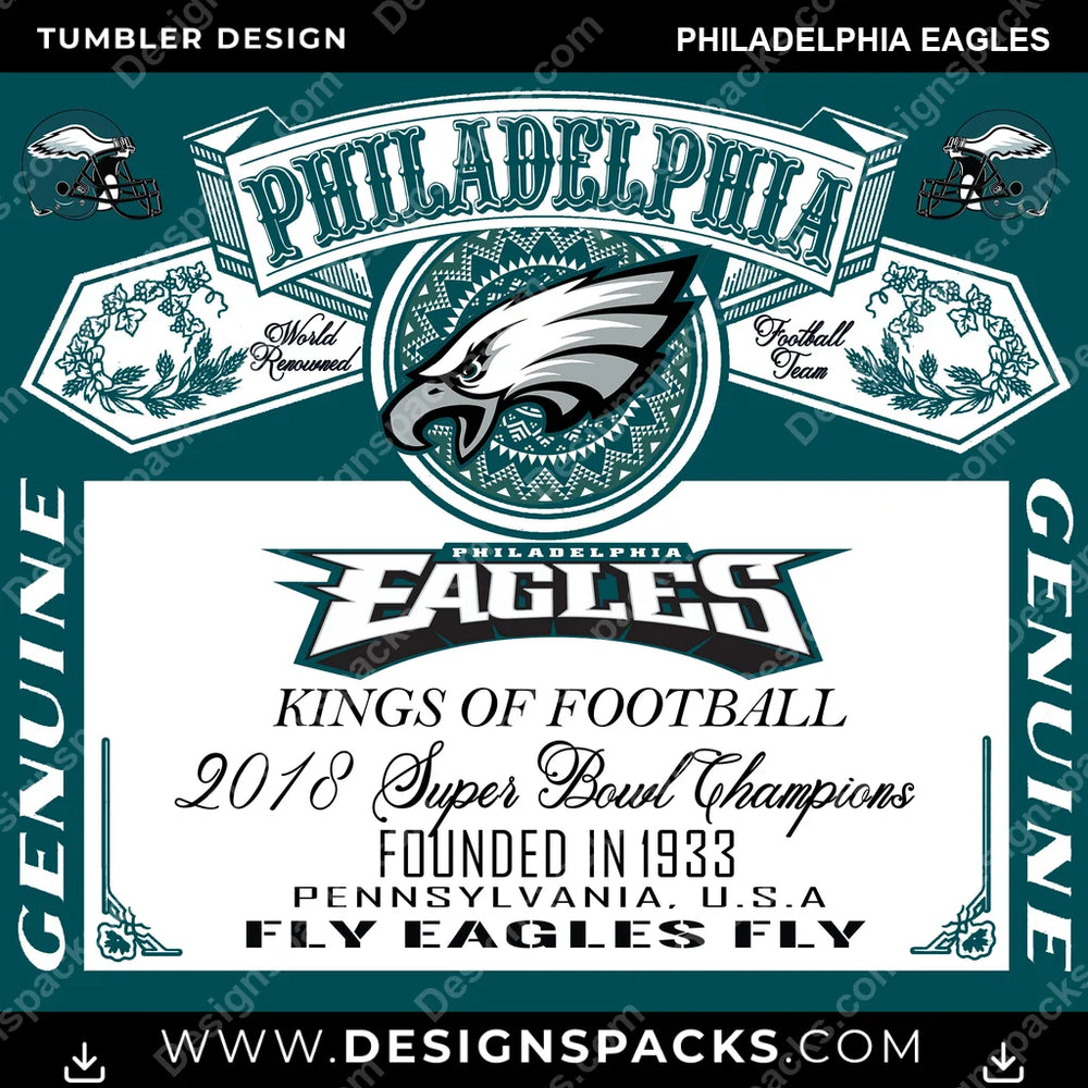 Football Bud Philadelphia Eagles NFL Football Tumbler Digital Wrap Design Download