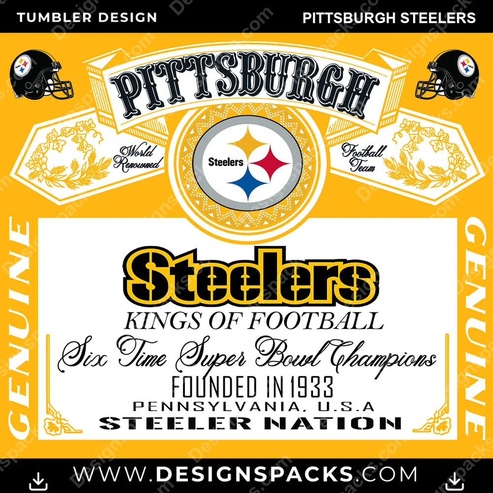 Football Bud Pittsburgh Steelers NFL Football Tumbler Digital Wrap Design Download