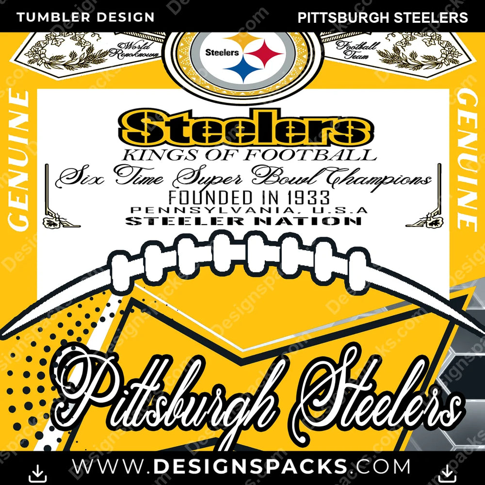 Football Bud Pittsburgh Steelers NFL Football Tumbler Digital Wrap Design Download