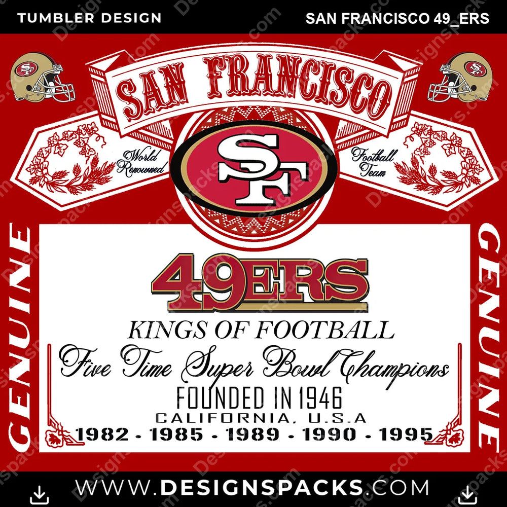 Football Bud San Francisco 49ers NFL Football Tumbler Digital Wrap Design Download