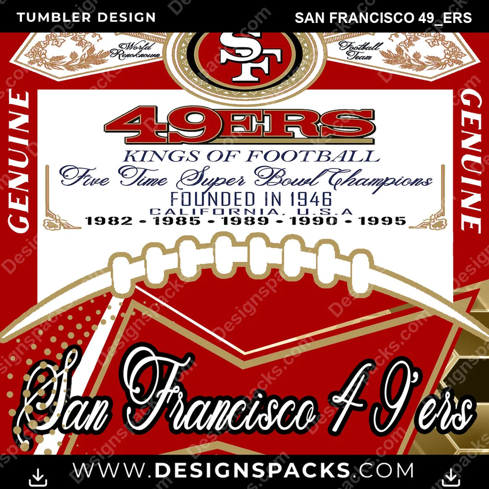 Football Bud San Francisco 49ers NFL Football Tumbler Digital Wrap Design Download