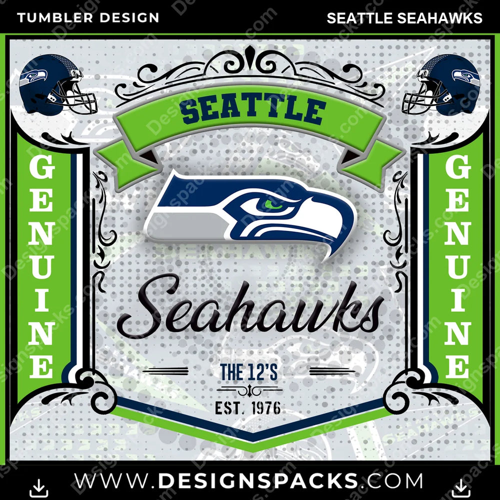 Football Bud Seattle Seahawks NFL Football Tumbler Digital Wrap Design Download