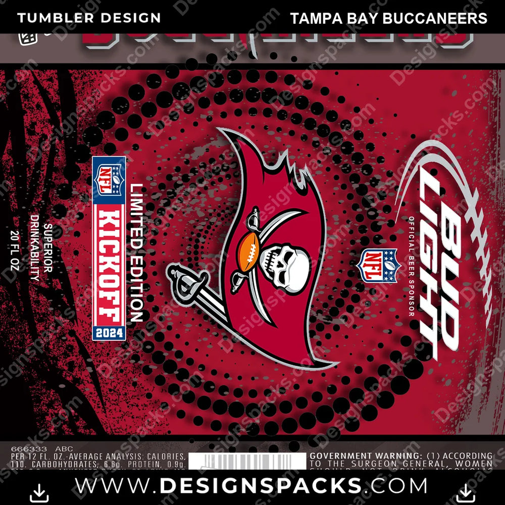 Football Bud Tampa Bay Buccaneers NFL Football Tumbler Digital Wrap Design Download