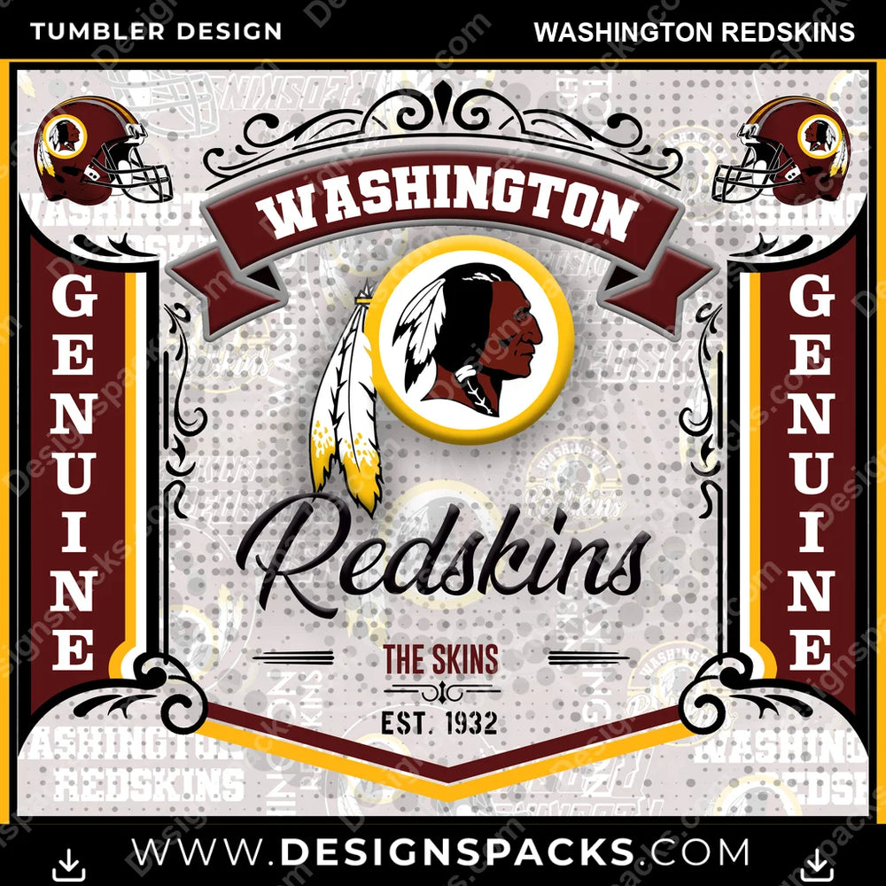 Football Bud Washington Redskins NFL Football Tumbler Digital Wrap Design Download