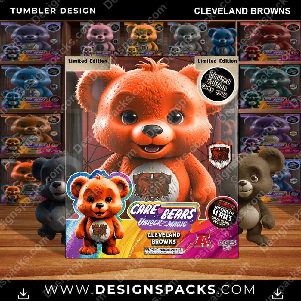 Football Care Bear Box Cleveland Browns NFL Football Tumbler Digital Wrap Design Download