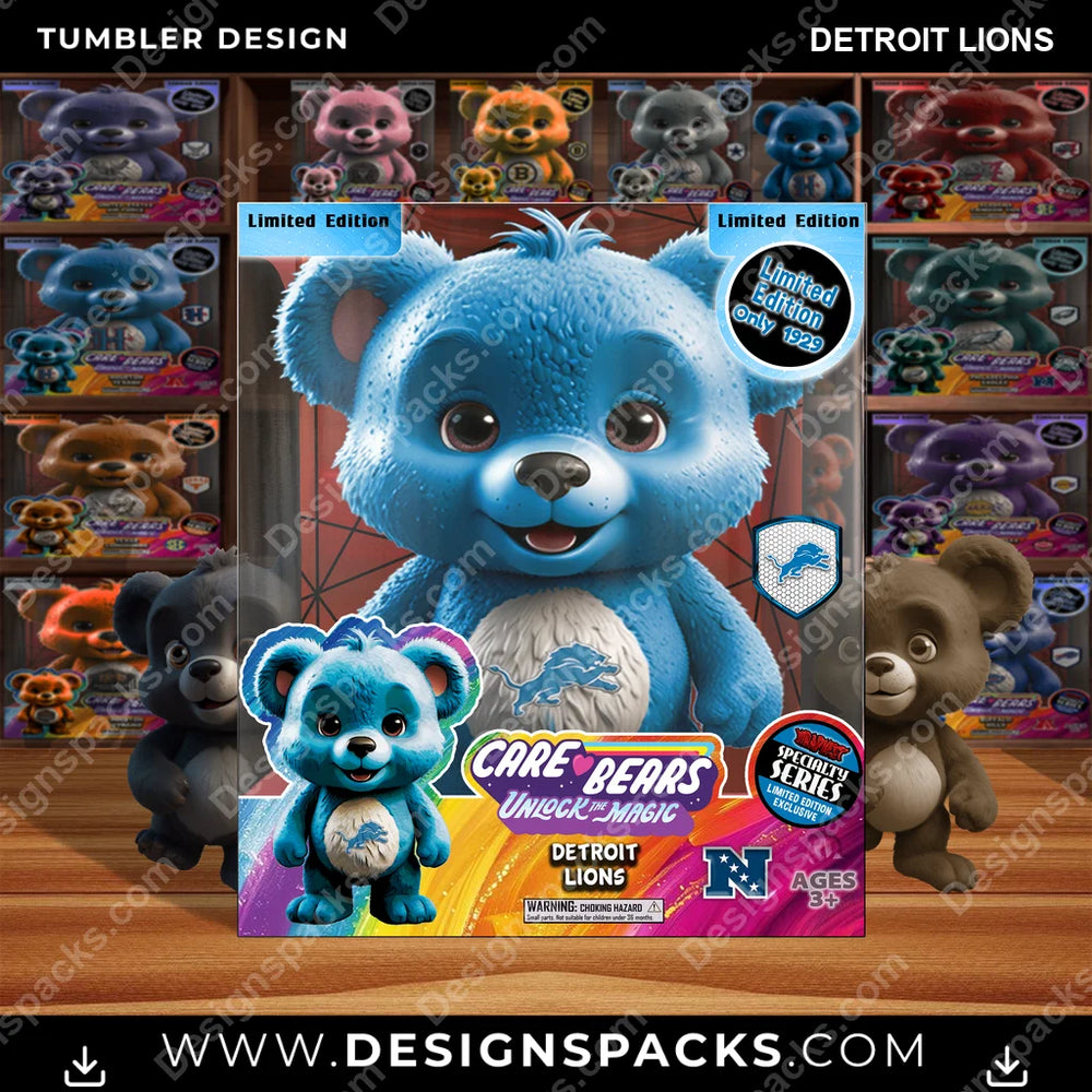 Football Care Bear Box Detroit Lions NFL Football Tumbler Digital Wrap Design Download