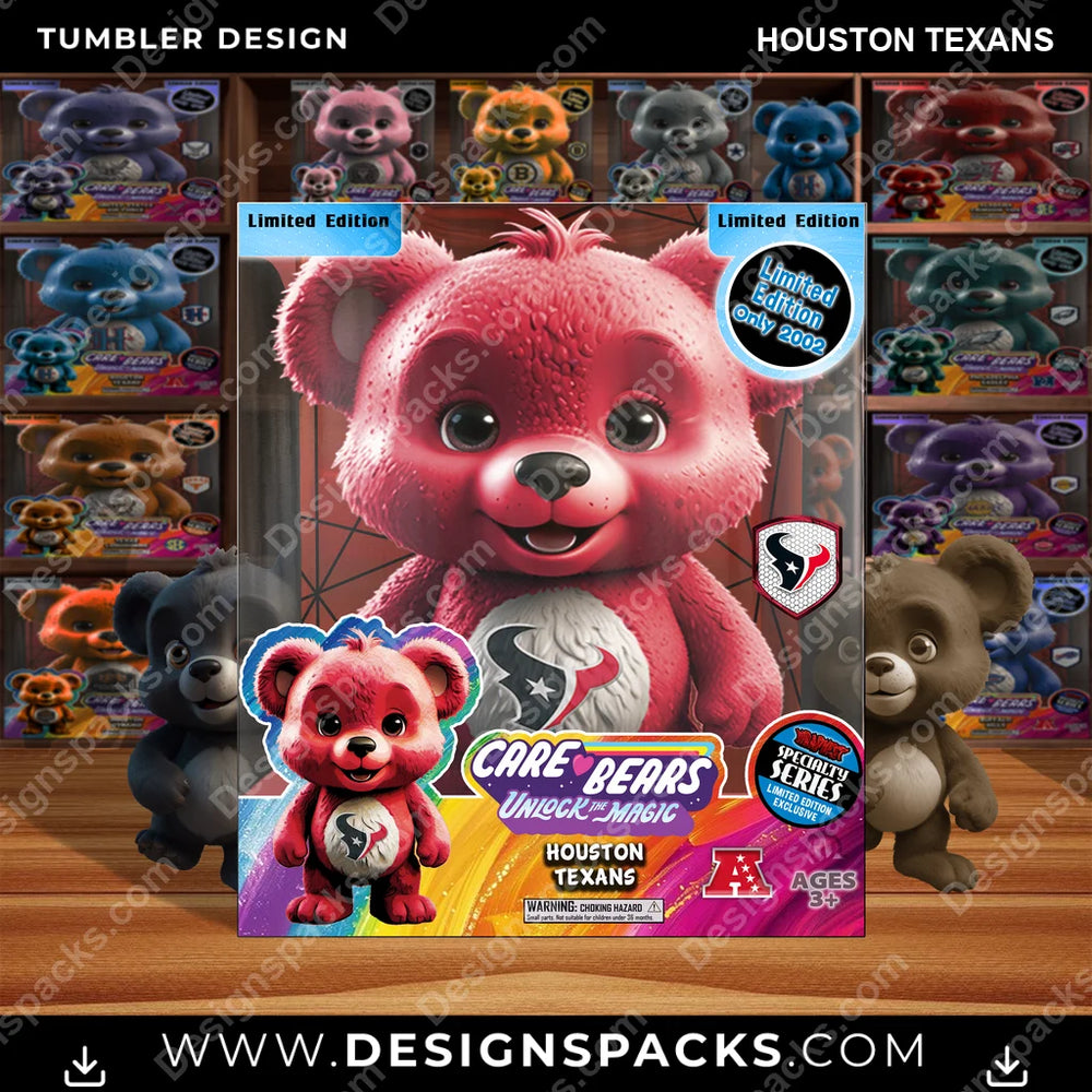 Football Care Bear Box Houston Texans NFL Football Tumbler Digital Wrap Design Download