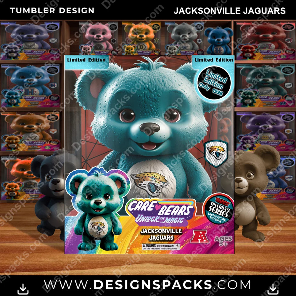 Football Care Bear Box Jacksonville Jaguars NFL Football Tumbler Digital Wrap Design Download