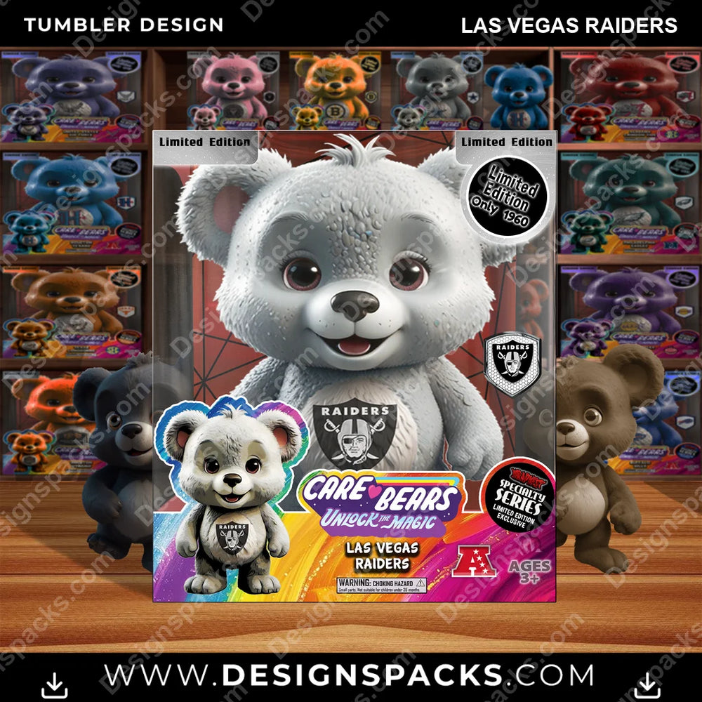 Football Care Bear Box Las Vegas Raiders NFL Football Tumbler Digital Wrap Design Download
