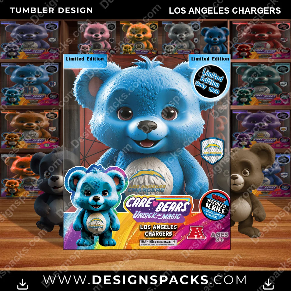 Football Care Bear Box Los Angeles Chargers NFL Football Tumbler Digital Wrap Design Download