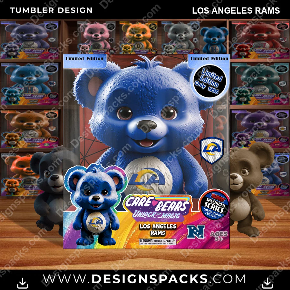 Football Care Bear Box Los Angeles Rams NFL Football Tumbler Digital Wrap Design Download
