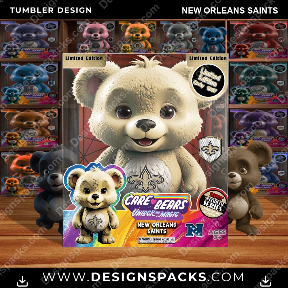 Football Care Bear Box New Orleans Saints NFL Football Tumbler Digital Wrap Design Download