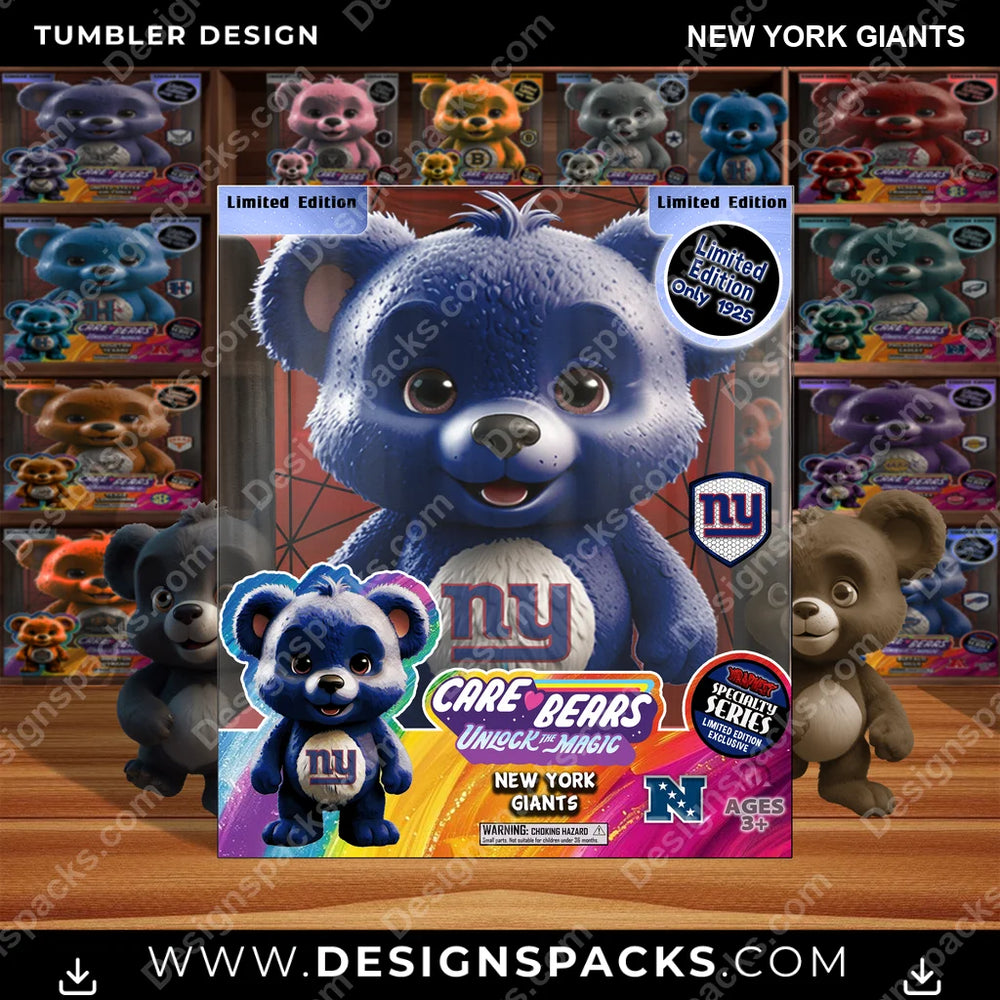 Football Care Bear Box New York Giants NFL Football Tumbler Digital Wrap Design Download