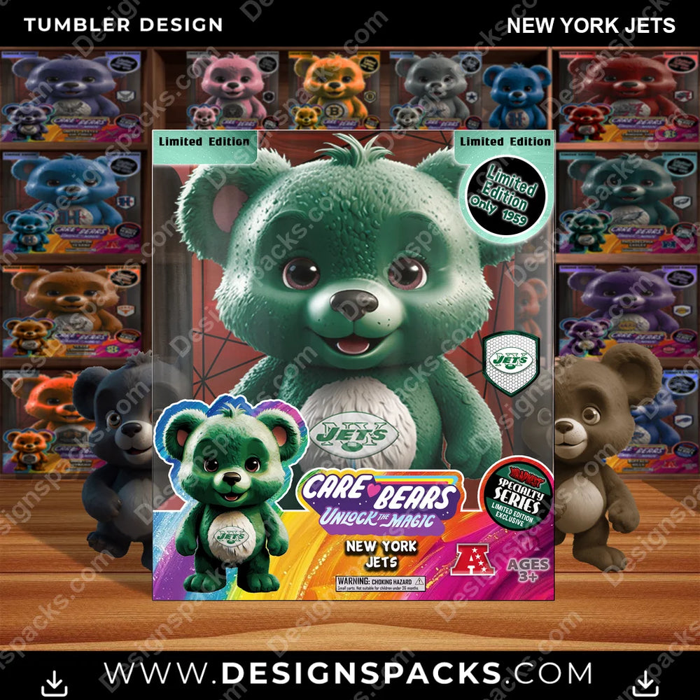 Football Care Bear Box New York Jets NFL Football Tumbler Digital Wrap Design Download