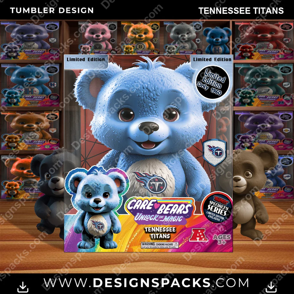 Football Care Bear Box Tennessee Titans NFL Football Tumbler Digital Wrap Design Download