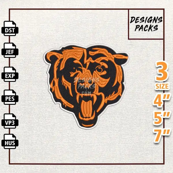 Football Chicago Bears Embroidery Design