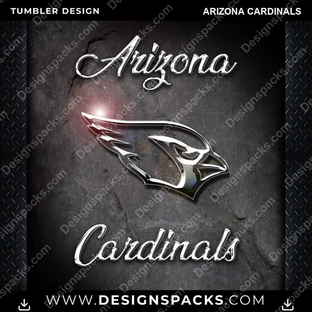 Football Chrome Arizona Cardinals NFL Football Tumbler Digital Wrap Design Download