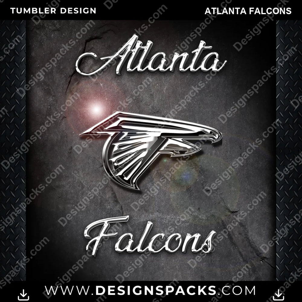 Football Chrome Atlanta Falcons NFL Football Tumbler Digital Wrap Design Download