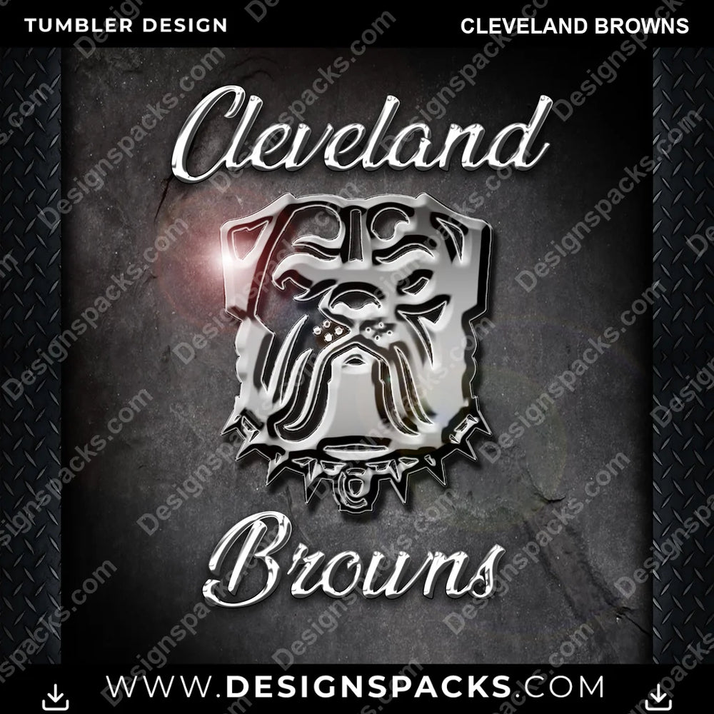 Football Chrome Cleveland Browns NFL Football Tumbler Digital Wrap Design Download