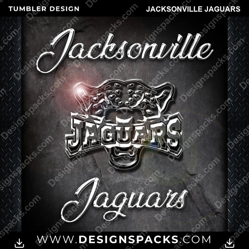 Football Chrome Jacksonville Jaguars NFL Football Tumbler Digital Wrap Design Download