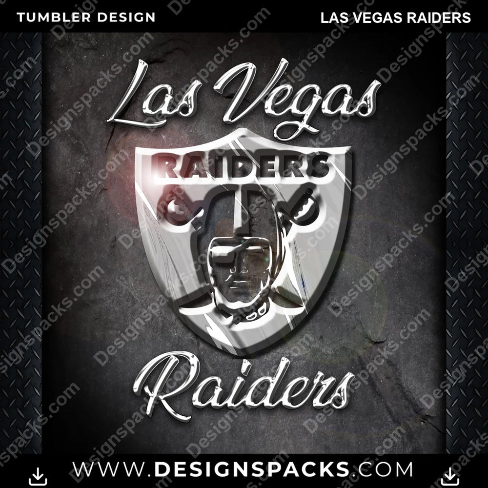 Football Chrome Las Vegas Raiders NFL Football Tumbler Digital Wrap Design Download