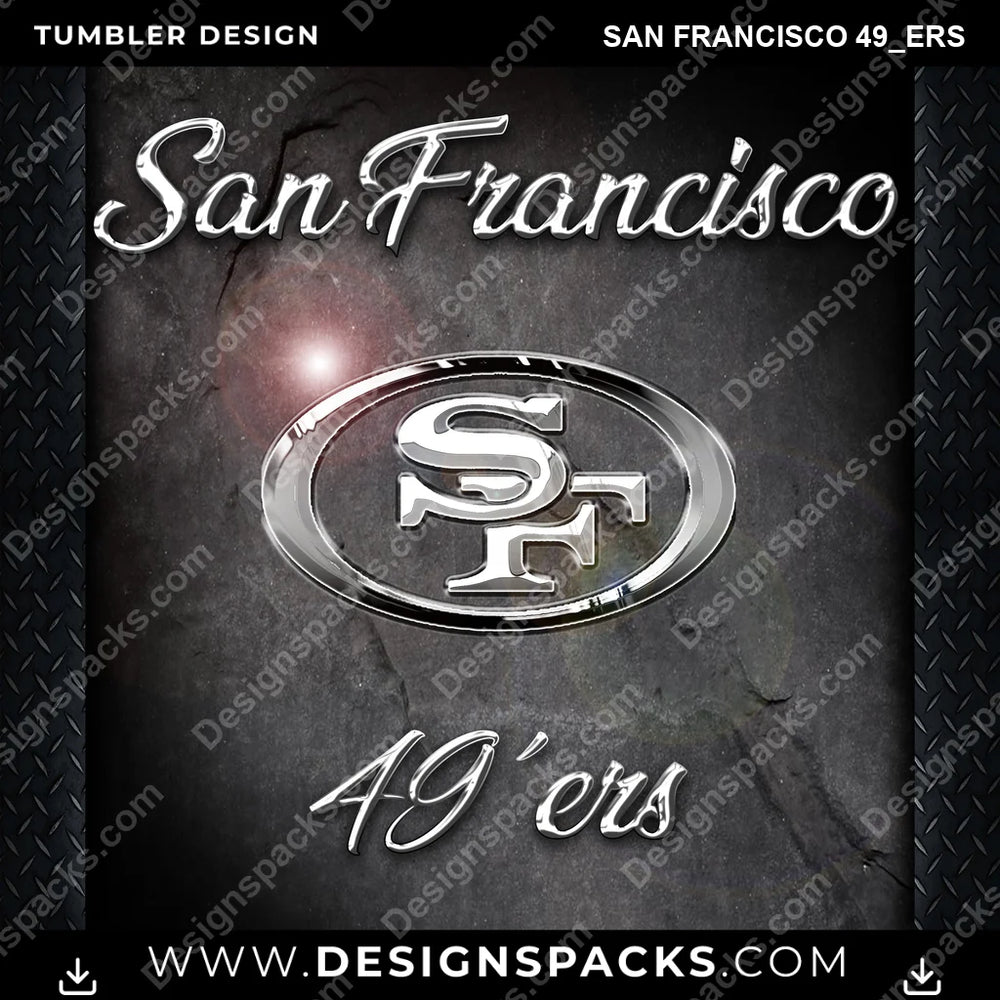 Football Chrome San Francisco 49ers NFL Football Tumbler Digital Wrap Design Download