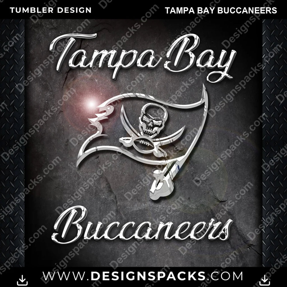 Football Chrome Tampa Bay Buccaneers NFL Football Tumbler Digital Wrap Design Download