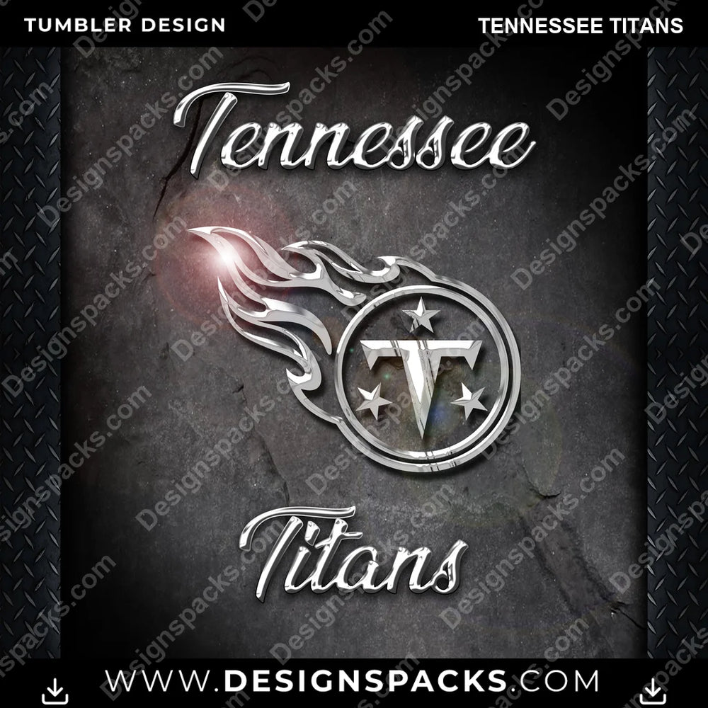 Football Chrome Tennessee Titans NFL Football Tumbler Digital Wrap Design Download