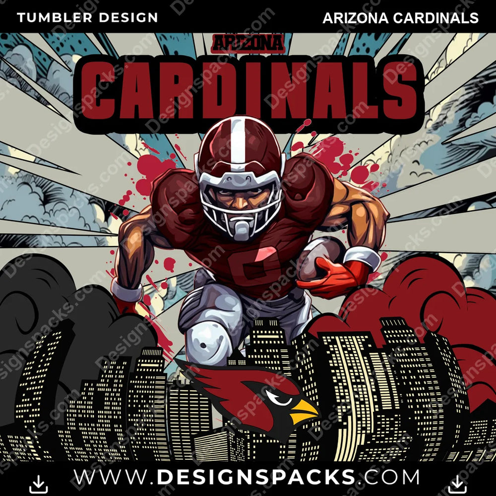 Football Comic Cover Arizona Cardinals NFL Football Tumbler Digital Wrap Design Download