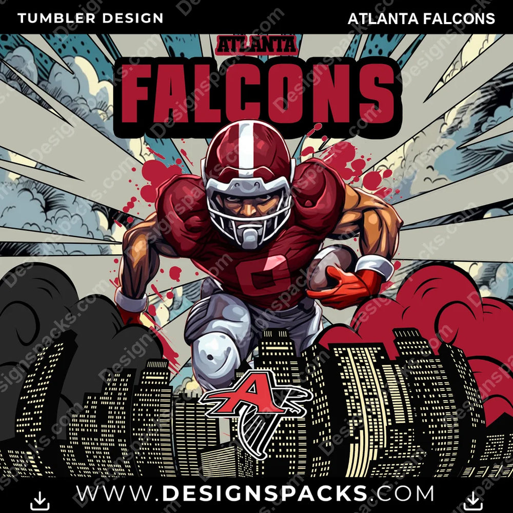 Football Comic Cover Atlanta Falcons NFL Football Tumbler Digital Wrap Design Download