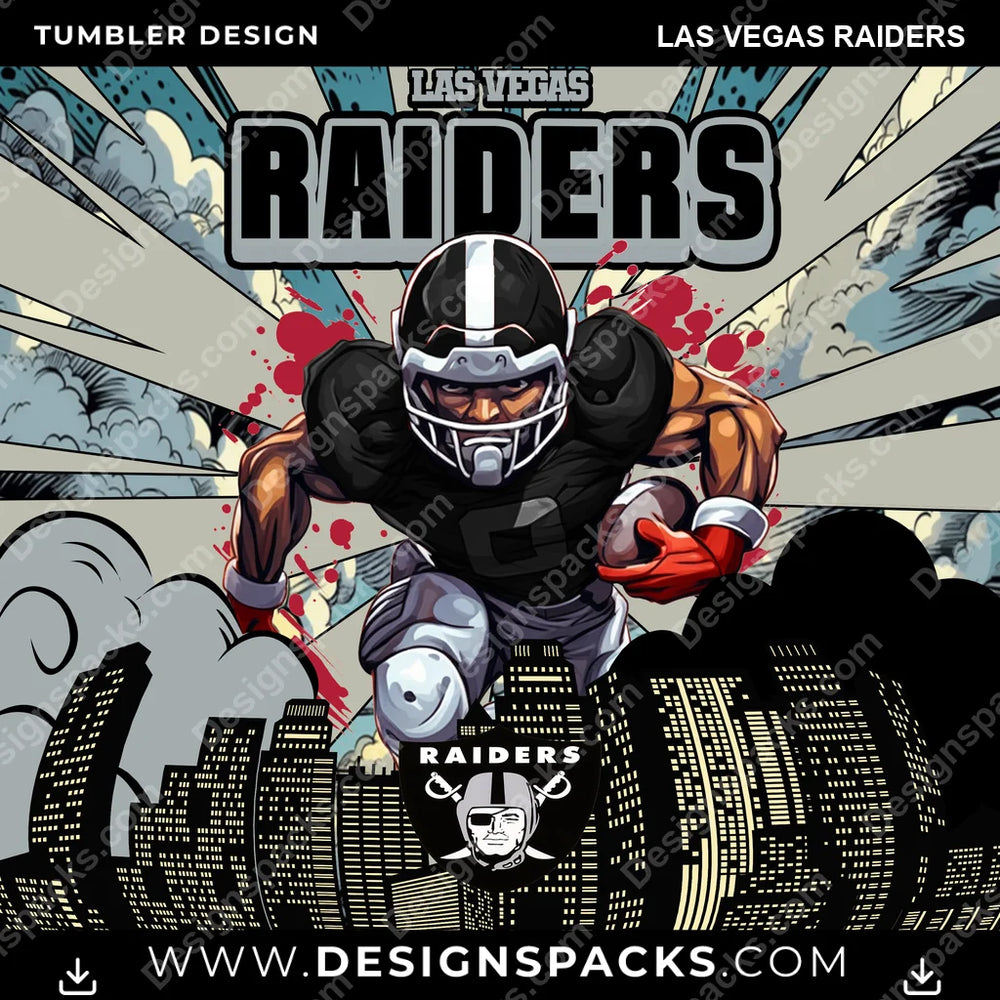 Football Comic Cover Las Vegas Raiders NFL Football Tumbler Digital Wrap Design Download