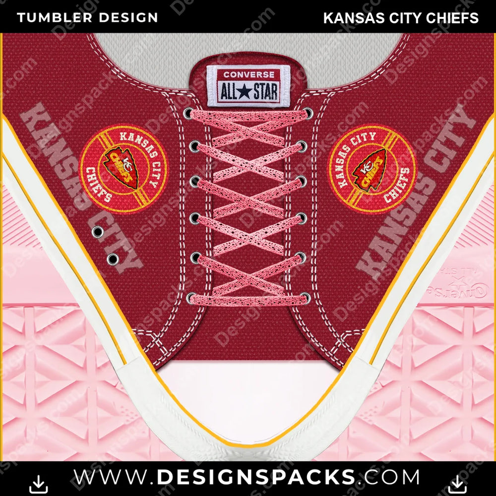 Football Converse Kansas City Chiefs NFL Football Tumbler Digital Wrap Design Download