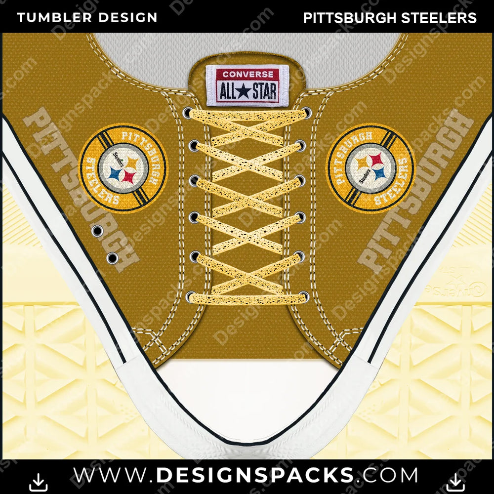 Football Converse Pittsburgh Steelers NFL Football Tumbler Digital Wrap Design Download