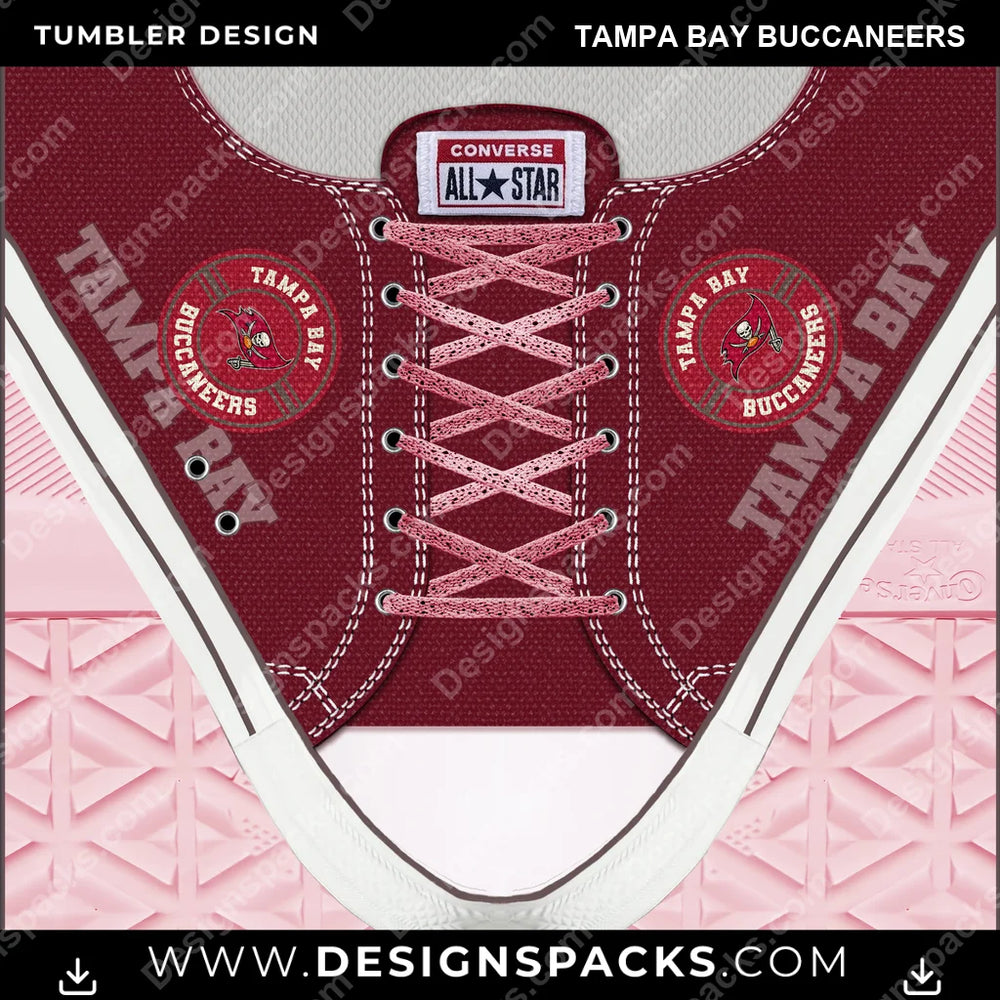 Football Converse Tampa Bay Buccaneers NFL Football Tumbler Digital Wrap Design Download