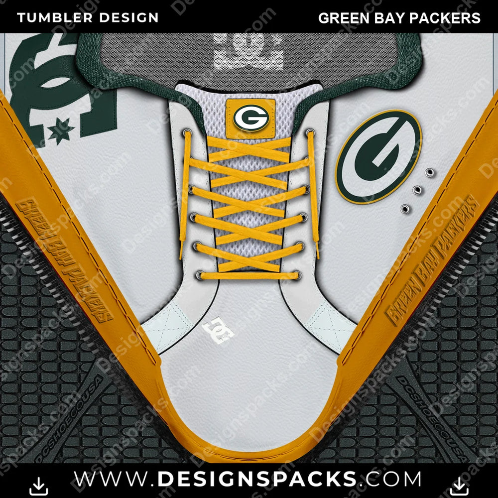 Football DC Sneaker Green Bay Packers NFL Football Tumbler Digital Wrap Design Download