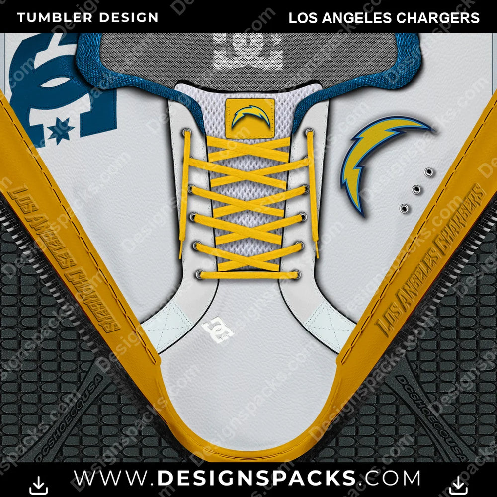 Football DC Sneaker Los Angeles Chargers NFL Football Tumbler Digital Wrap Design Download