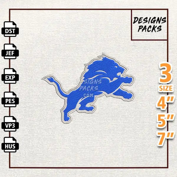 Football Detroit Lions Embroidery Design