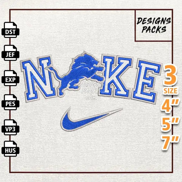 Football Detroit Lions Embroidery Design