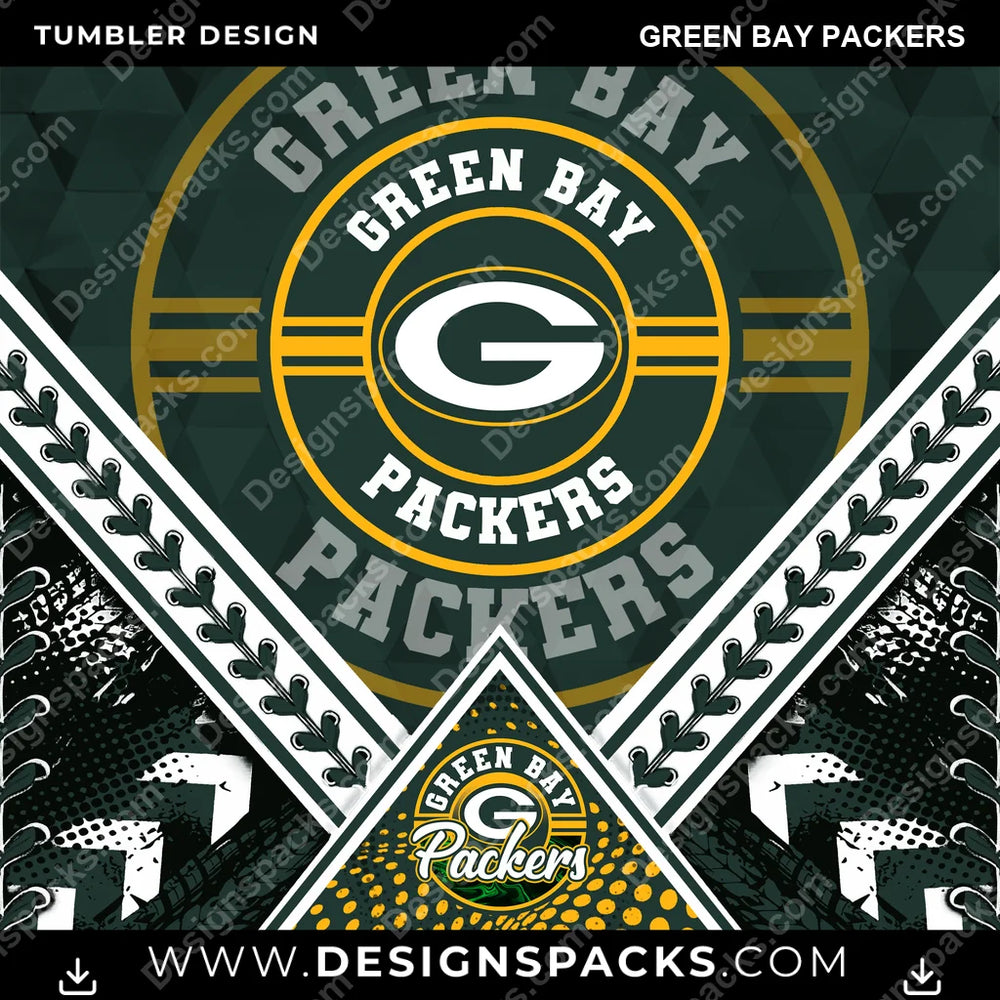 Football Diamond Green Bay Packers NFL Football Tumbler Digital Wrap Design Download